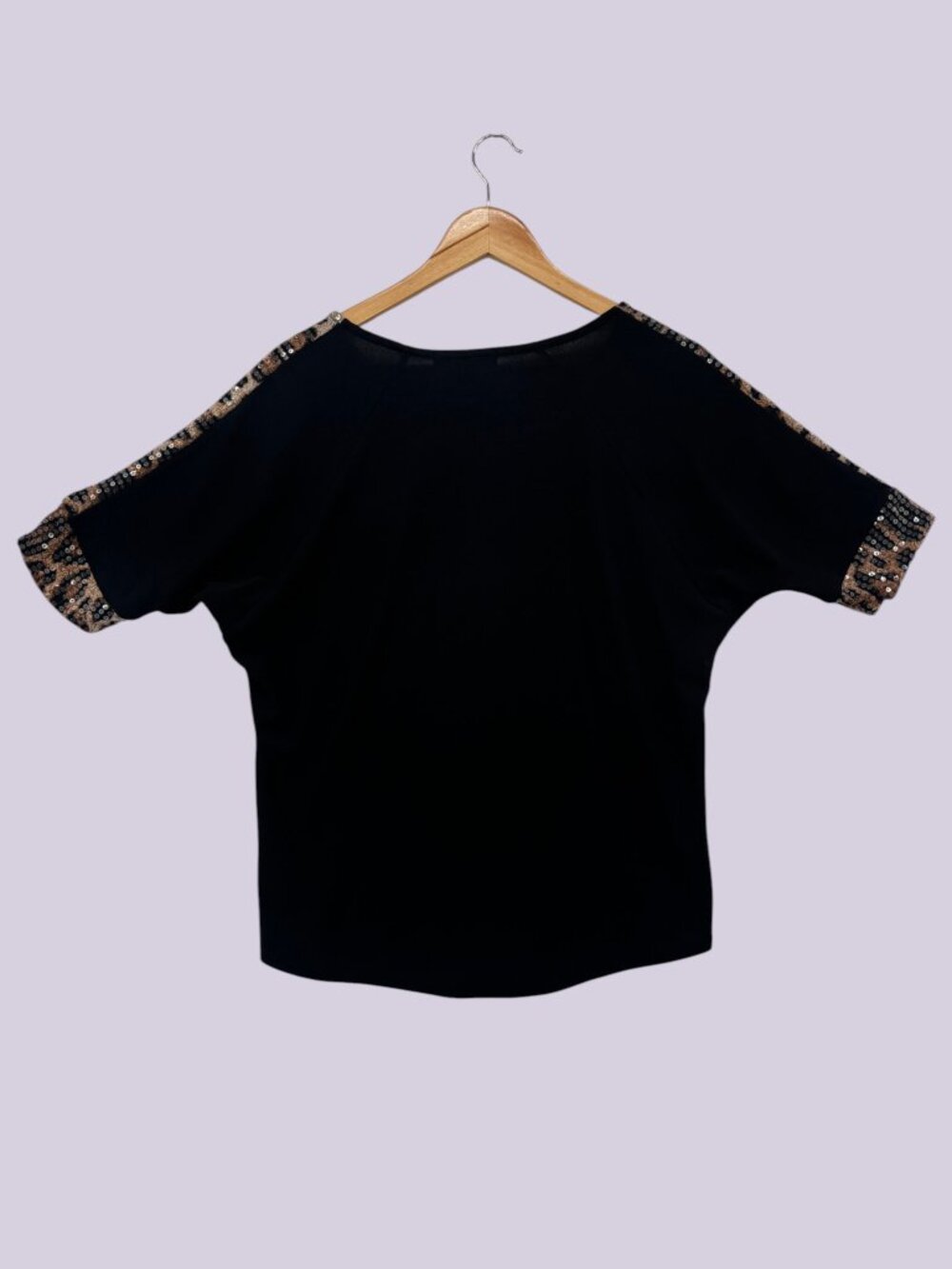 Vintage Rose Leopard Sequin Sleeve Top - Picture 4 of 4